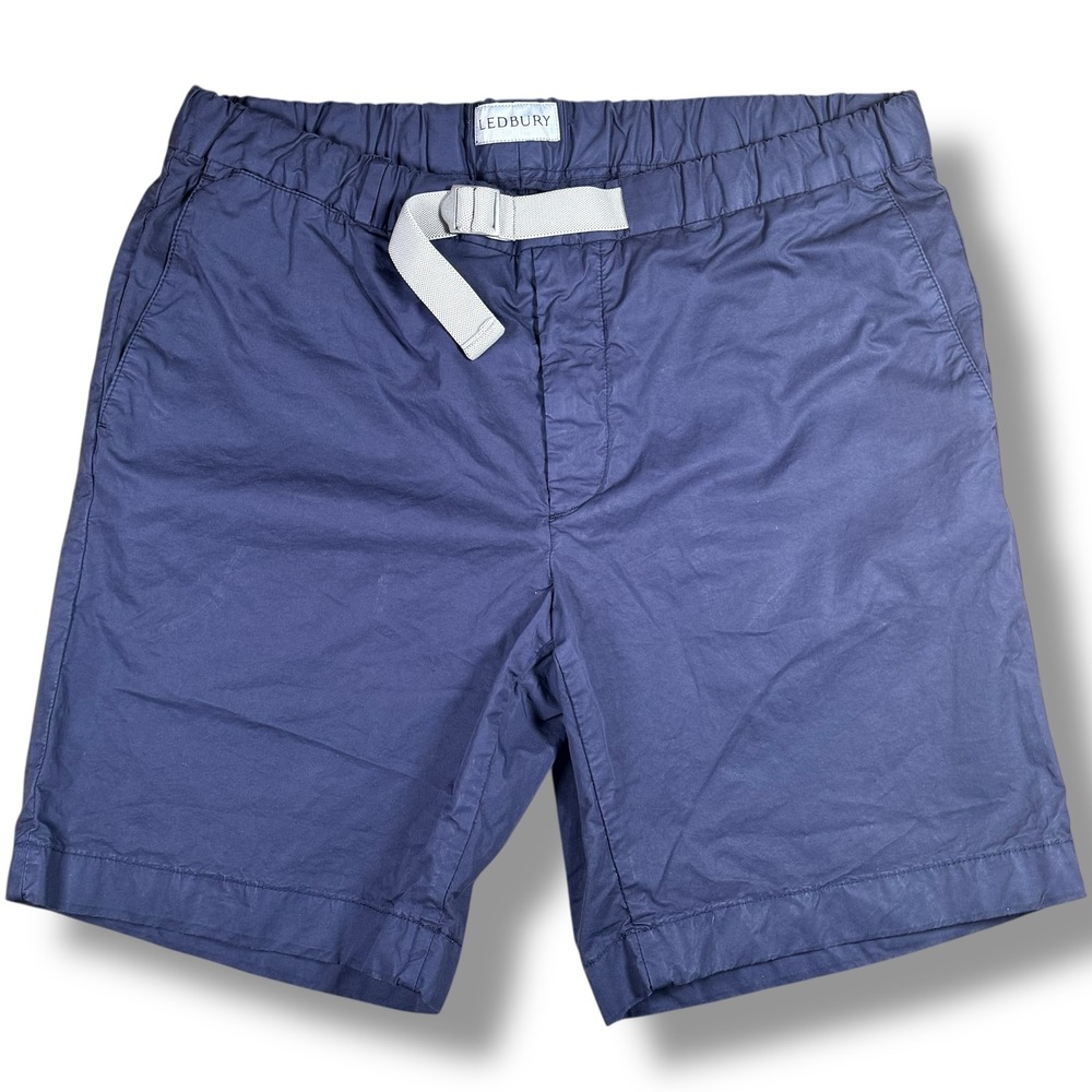 Ledbury Performance Shorts Mens 32 Navy Blue Belted Elastic Stretch Summer